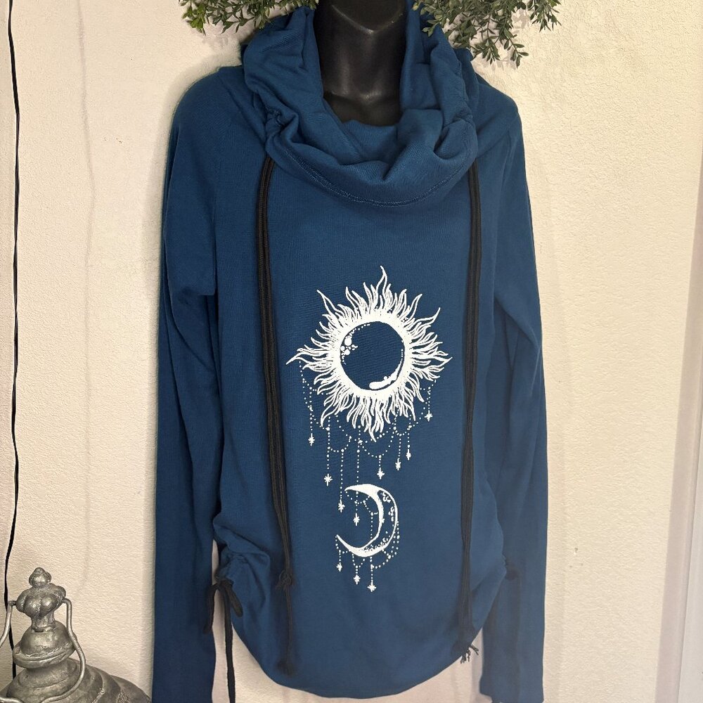 Dark Teal Cowl neck tunic 1X